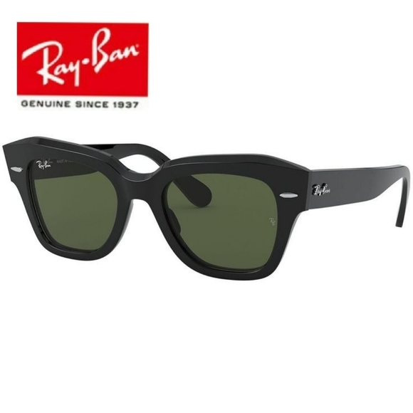 RayBan State Street Green G15 Lenses RB2186 Black Frame Men & Women - Picture 3 of 15